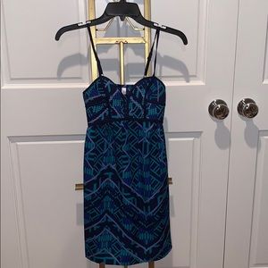 blue patterned dress